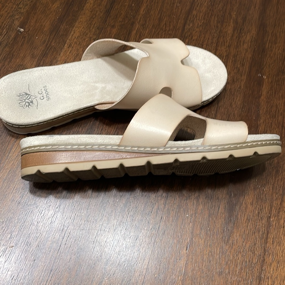 G. C. Shoes Nellie beige cutout flat slide sandals - Picture 8 of 9